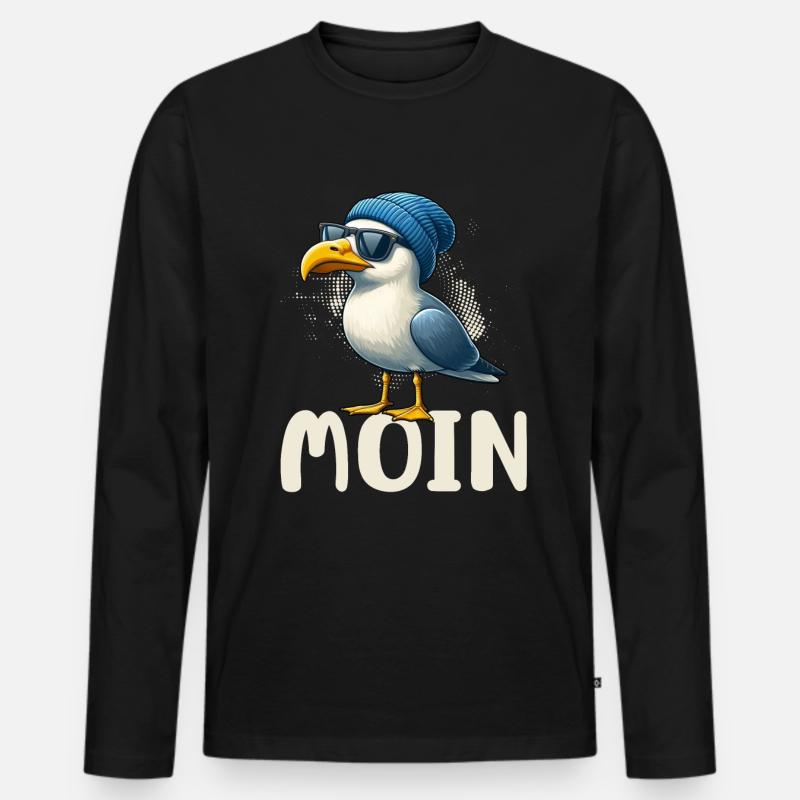 Moin Möwe Norddeutschland Gruß Ostsee Nordsee - Männer Premium Bio Langarmshirt - Schwarz