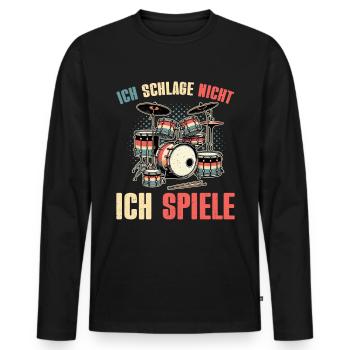 Batteur Batteur Percussion Musiciens - T-shirt manches longues Premium bio Homme - noir - Devant - Nico (187cm)