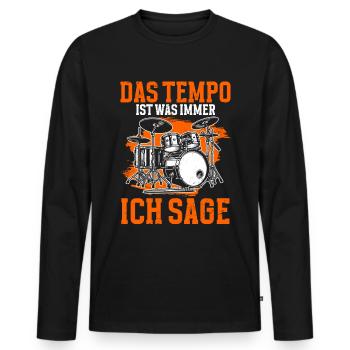 Batteur Batteur Percussion Musiciens - T-shirt manches longues Premium bio Homme - noir - Devant - Nico (187cm)