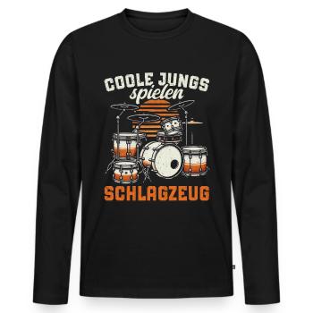 Batteur Batteur Percussion Musiciens - T-shirt manches longues Premium bio Homme - noir - Devant - Nico (187cm)