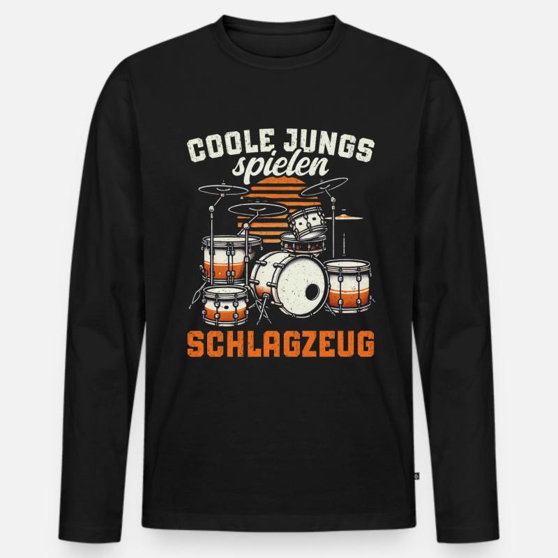 Drummer Drummer Percussion Musicians - Men's Premium Organic Long Sleeve Shirt - black