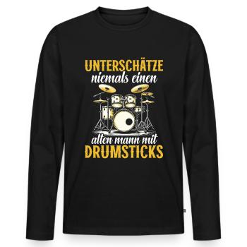 Batteur Batteur Percussion Musiciens - T-shirt manches longues Premium bio Homme - noir - Devant - Nico (187cm)