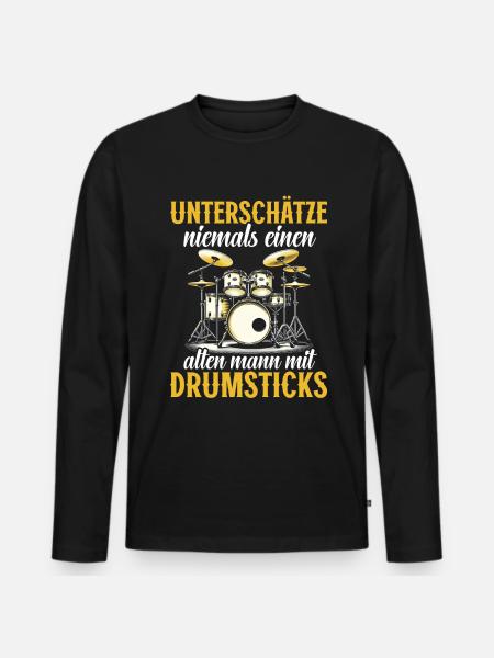 Drummer Drummer Percussion Musicians - Men's Premium Organic Long Sleeve Shirt - black