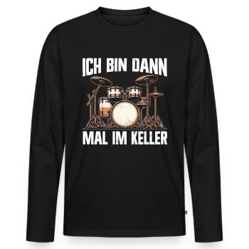 Batteur Batteur Percussion Musiciens - T-shirt manches longues Premium bio Homme - noir - Devant - Nico (187cm)