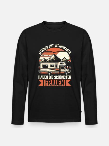 Camper Caravan Campfire Camping holiday - Men's Premium Organic Long Sleeve Shirt - black