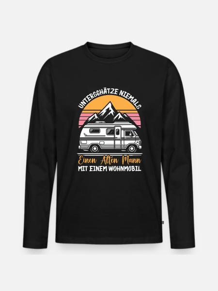 Camper Caravan Campfire Camping holiday - Men's Premium Organic Long Sleeve Shirt - black