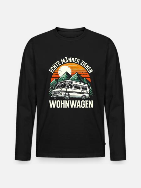 Camper Caravan Campfire Camping holiday - Men's Premium Organic Long Sleeve Shirt - black