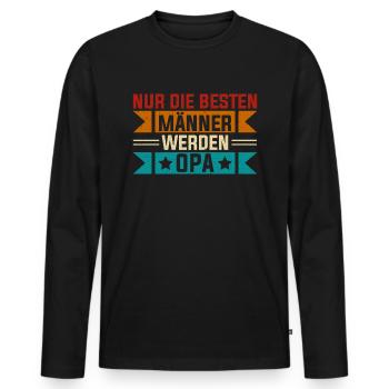Grandpa, Grandpa, Grandpa, Grandpapa - Men's Premium Organic Long Sleeve Shirt - black - Front - Nico (187cm)