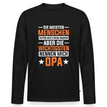 Grandpa, Grandpa, Grandpa, Grandpapa - Men's Premium Organic Long Sleeve Shirt - black - Front - Nico (187cm)