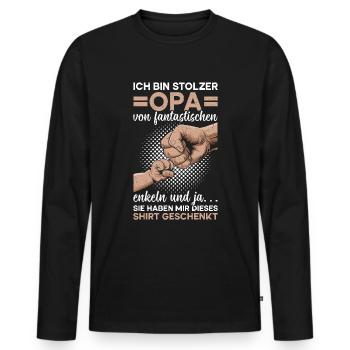 Grandpa, Grandpa, Grandpa, Grandpapa - Men's Premium Organic Long Sleeve Shirt - black - Front - Nico (187cm)