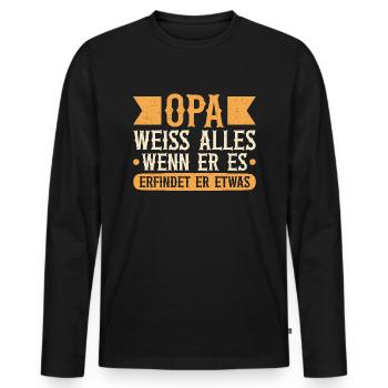 Grandpa, Grandpa, Grandpa, Grandpapa - Men's Premium Organic Long Sleeve Shirt - black - Front - Nico (187cm)