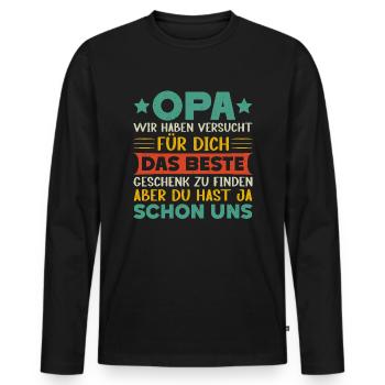 Grandpa, Grandpa, Grandpa, Grandpapa - Men's Premium Organic Long Sleeve Shirt - black - Front - Nico (187cm)