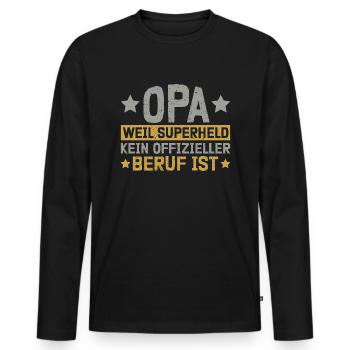 Grandpa, Grandpa, Grandpa, Grandpapa - Men's Premium Organic Long Sleeve Shirt - black - Front - Nico (187cm)
