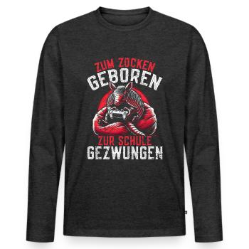 Born to gamble Forced to go to school Armadillo - Men's Premium Organic Long Sleeve Shirt - heather anthracite - Front - Nico (187cm)
