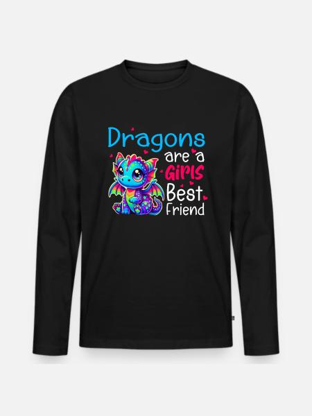 Dragon Créatures Dragon Médiéval - T-shirt manches longues Premium bio Homme - noir