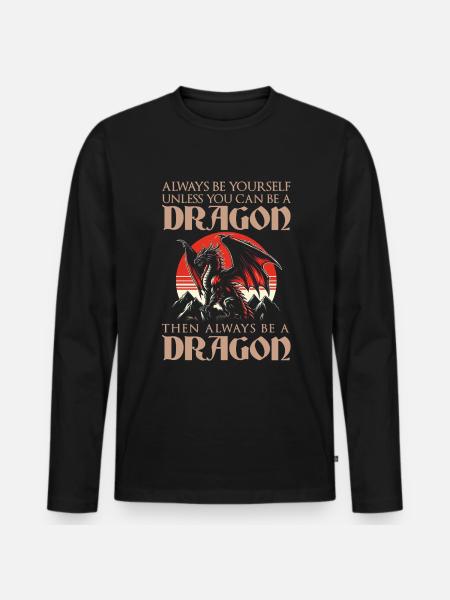 Dragon Créatures Dragon Médiéval - T-shirt manches longues Premium bio Homme - noir