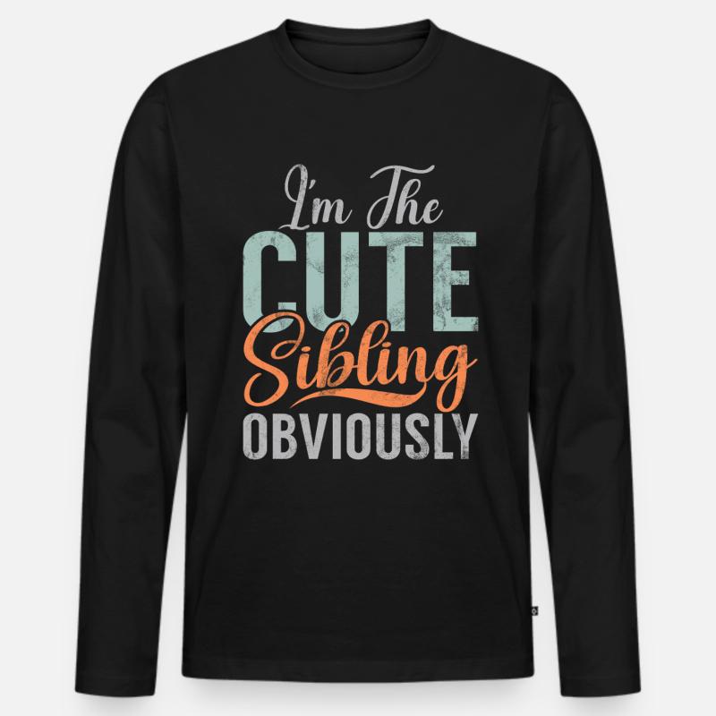Schwester Bruder Passende Geschwister Zwillinge - Männer Premium Bio Langarmshirt - Schwarz