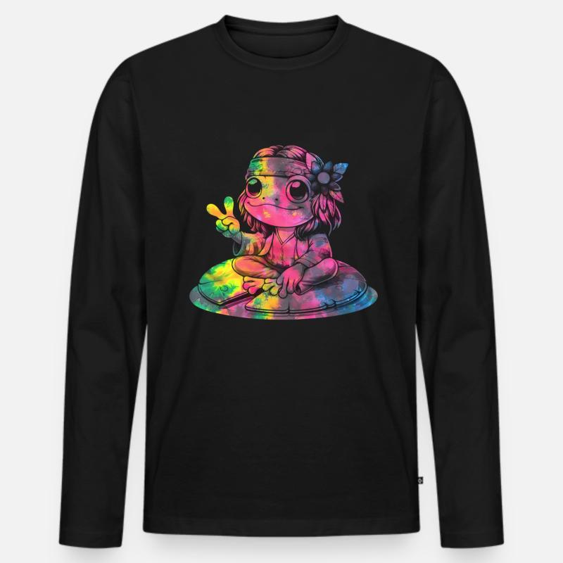 Friedenszeichen Dye Hippie Frog 60s - Männer Premium Bio Langarmshirt - Schwarz