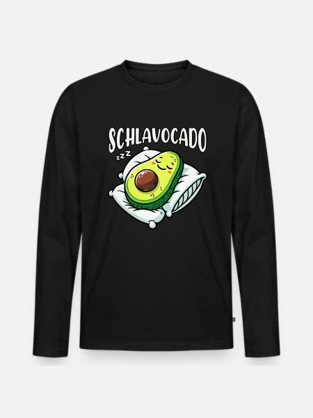 Schlavocado Avocado Slaapliefhebber Kawaii Avocado - Mannen Premium Bio shirt met lange mouwen - zwart