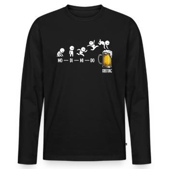 Freitag Wochenende Bierliebhaber Sarkastischer - Männer Premium Bio Langarmshirt - Schwarz - Vorne - Nico (187cm)