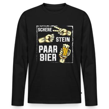 Schere Stein Bierpaar Bierliebhaber Biertrinker - Männer Premium Bio Langarmshirt - Schwarz - Vorne - Nico (187cm)