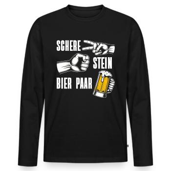 Schere Stein Bierpaar Bierliebhaber Biertrinker - Männer Premium Bio Langarmshirt - Schwarz - Vorne - Nico (187cm)