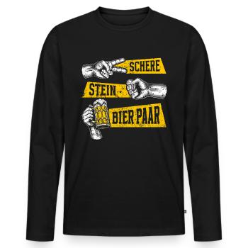 Schere Stein Bierpaar Bierliebhaber Biertrinker - Männer Premium Bio Langarmshirt - Schwarz - Vorne - Nico (187cm)