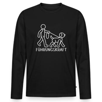 Chien-guide Propriétaire de chien Amoureux des chiens Animal - T-shirt manches longues Premium bio Homme - noir - Devant - Nico (187cm)