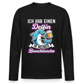 Delfin in meiner Bauchtasche Lustige Mallorca - Männer Premium Bio Langarmshirt - Schwarz - Vorne - Nico (187cm)