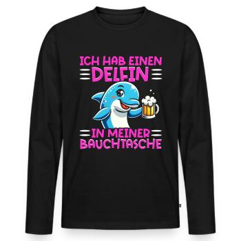 Delfin in meiner Bauchtasche Lustige Mallorca - Männer Premium Bio Langarmshirt - Schwarz - Vorne - Nico (187cm)