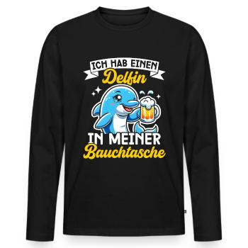 Delfin in meiner Bauchtasche Lustige Mallorca - Männer Premium Bio Langarmshirt - Schwarz - Vorne - Nico (187cm)