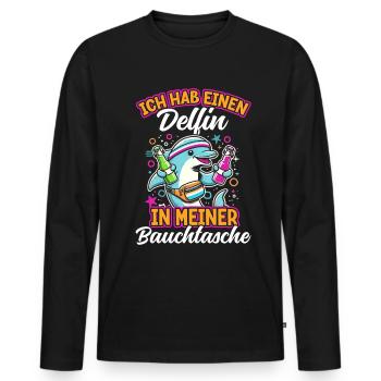 Delfin in meiner Bauchtasche Lustige Mallorca - Männer Premium Bio Langarmshirt - Schwarz - Vorne - Nico (187cm)