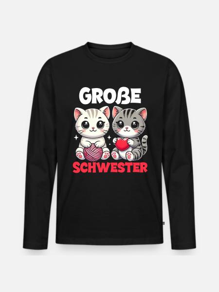 Big Sister Cat Older Sibling - Men's Premium Organic Long Sleeve Shirt - black