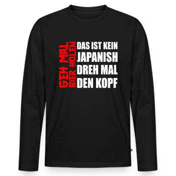 Biertrinker Geh mal Bier holen Bierliebhaber - Männer Premium Bio Langarmshirt - Schwarz - Vorne - Nico (187cm)