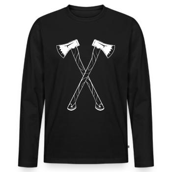 LUMBERJATH AXE AXE AXE - Men's Premium Organic Long Sleeve Shirt - black - Front - Nico (187cm)