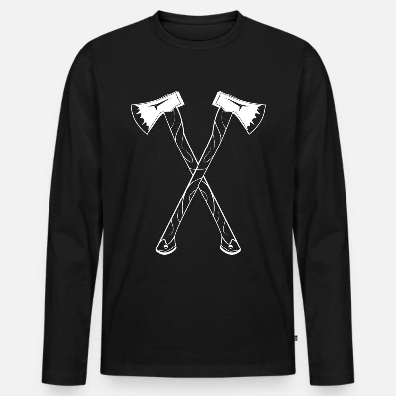 HOLZFÄLLER AXT BEIL - Männer Premium Bio Langarmshirt - Schwarz