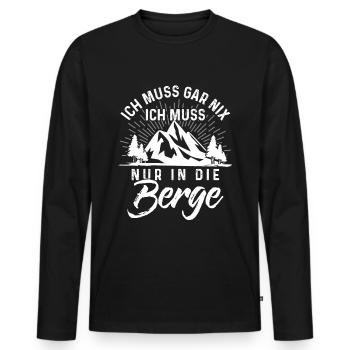Ich Muss nur in die Berge - (B.w) - Männer Premium Bio Langarmshirt - Schwarz - Vorne - Nico (187cm)