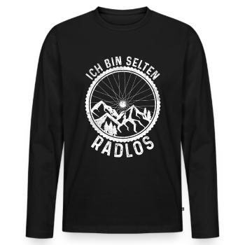 Ich bin Selten Radlos - (F.m) - Männer Premium Bio Langarmshirt - Schwarz - Vorne - Nico (187cm)