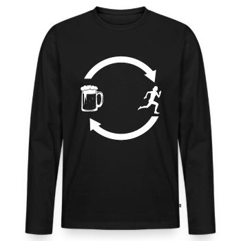 Beer Load Arrows and Running 1 - (RU) - Men's Premium Organic Long Sleeve Shirt - black - Front - Nico (187cm)
