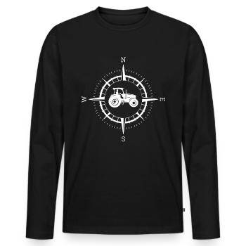 Boussole et agriculture - - T-shirt manches longues Premium bio Homme - noir - Devant - Nico (187cm)