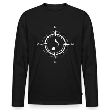Kompass und Musik - - Männer Premium Bio Langarmshirt - Schwarz - Vorne - Nico (187cm)