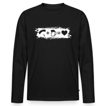 Grunge Rectangle - Heart - Beer - Paragliding - Men's Premium Organic Long Sleeve Shirt - black - Front - Nico (187cm)