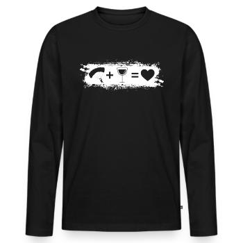 Grunge Rectangle - Heart - Wine - Paragliding - Men's Premium Organic Long Sleeve Shirt - black - Front - Nico (187cm)