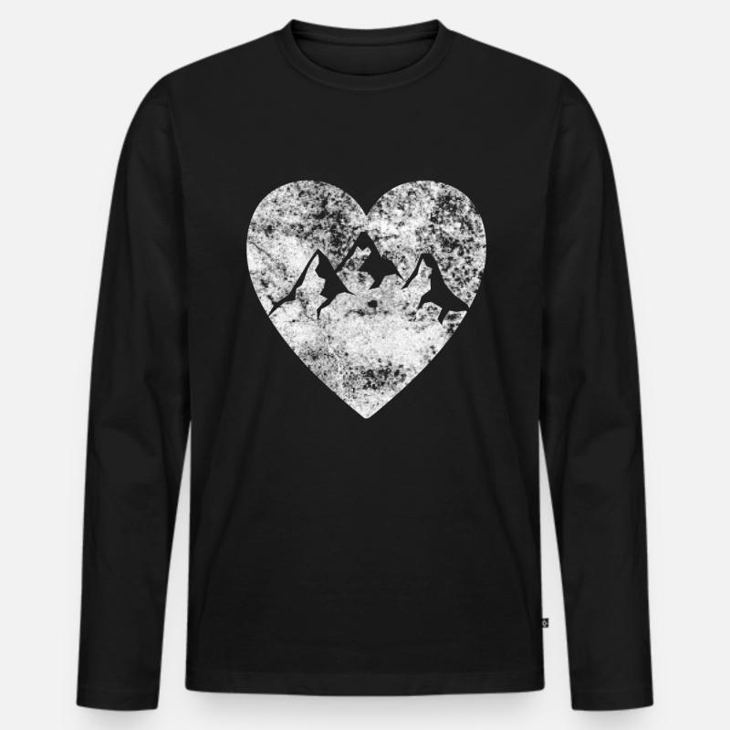 Herz - Berg - (24) - Männer Premium Bio Langarmshirt - Schwarz
