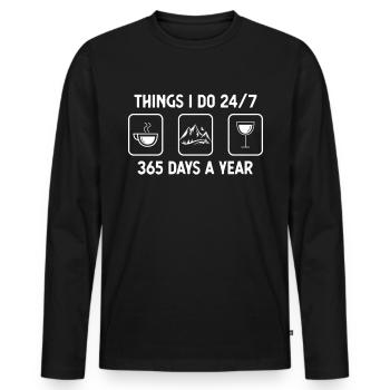 Thinks I Thu 24-7 365 days a year - Wine - Mountains - - Men's Premium Organic Long Sleeve Shirt - black - Front - Nico (187cm)