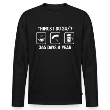 I think I do 24-7 365 days a year - beer - Men's Premium Organic Long Sleeve Shirt - black - Front - Nico (187cm)