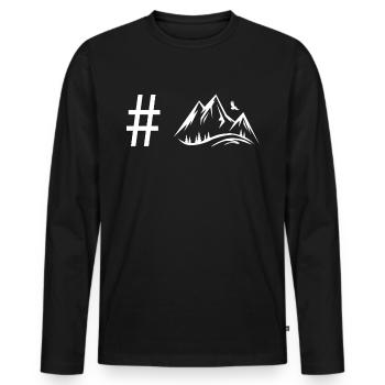 Hashtag - Mountain - - Men's Premium Organic Long Sleeve Shirt - black - Front - Nico (187cm)