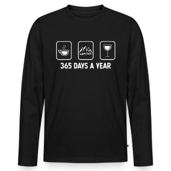 365 Tage im Jahr - Wein - Berg - - Männer Premium Bio Langarmshirt - Schwarz - Vorne - Nico (187cm)