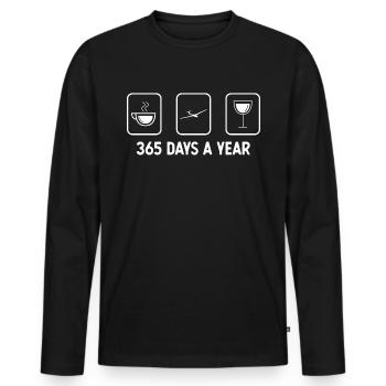 365 days a year - Wine - Glider - - Men's Premium Organic Long Sleeve Shirt - black - Front - Nico (187cm)