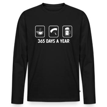 365 Tage im Jahr - Bier - Gleitschirmfliegen - - Männer Premium Bio Langarmshirt - Schwarz - Vorne - Nico (187cm)